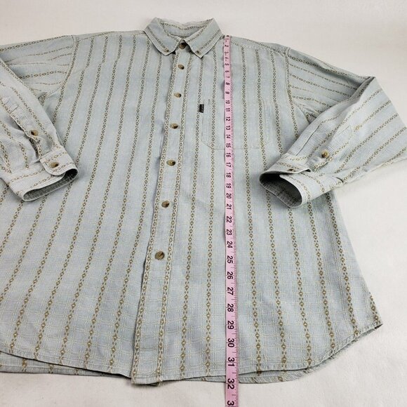 Woolrich Button Front Shirt Mens Large Blue Striped Long Sleeve Casual Dress - Picture 11 of 11